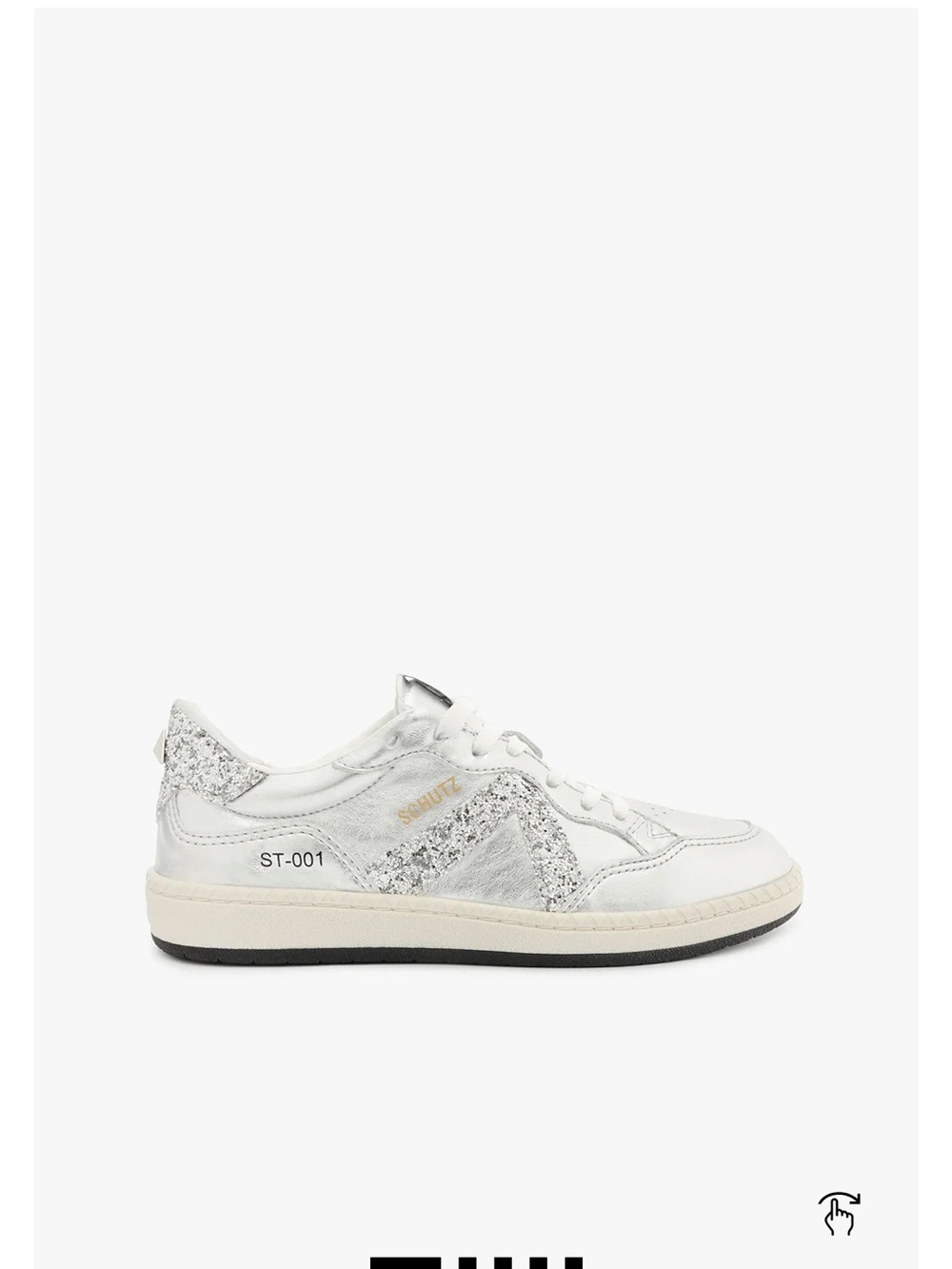 SCHUTZ Silver Glitter & Metallic White Sneakers